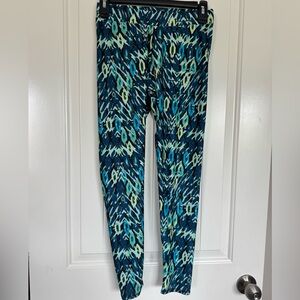 Everlast Blue Green Patterned Leggings Women’s Small Activewear 23” Inseam